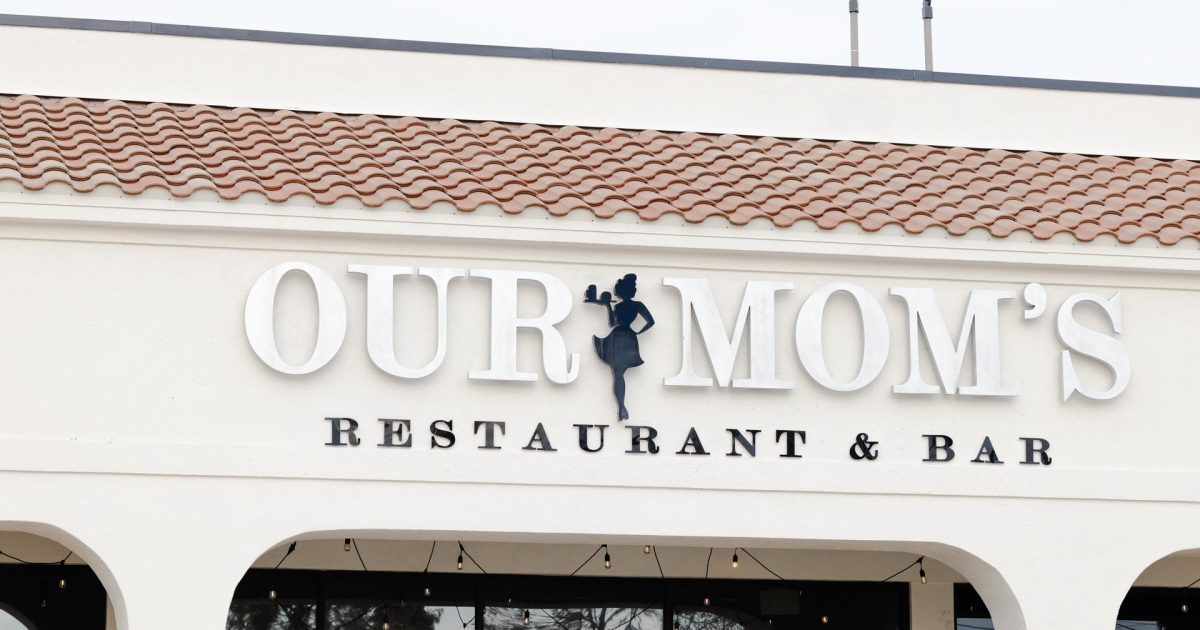 Exterior sign at Our Mom's Restaurant and Bar on West Lee Drive in Baton Rouge